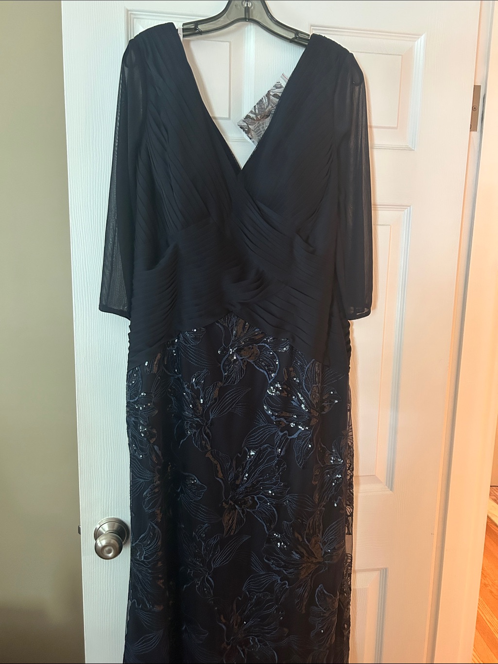 Elegant Dark Navy /Black Sequin Embroidered Evening - Mother Of .. Dress